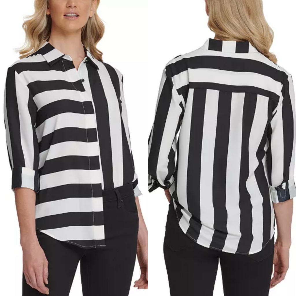 Dkny Mixed Strip Blouse